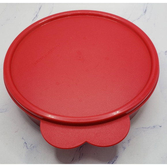 Tupperware 1405-27 Round Maroon Wonder Bowl With Red Butterfly Tab Lid 3131B-3 - Picture 5 of 12